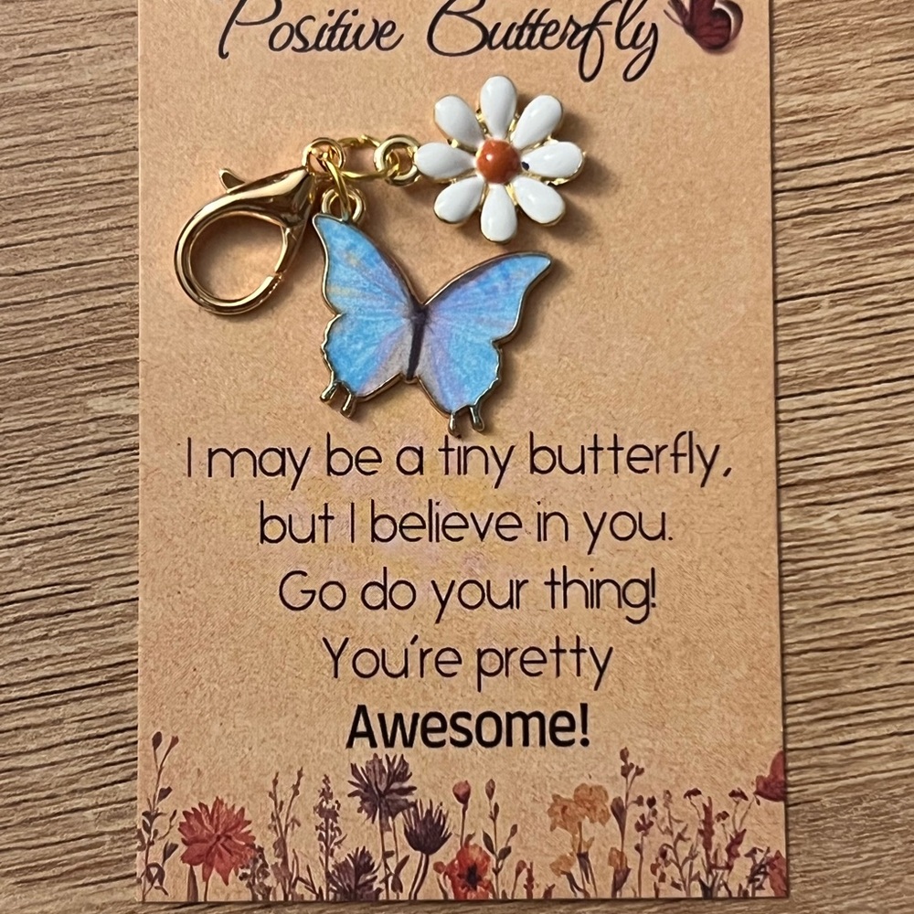 Blue Butterfly and Daisy Charm